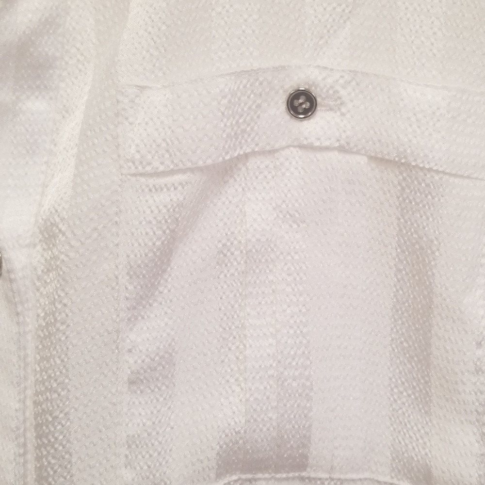 Peter Nygard Button Down Top White Striped Sz Xl - image 4